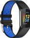 By Qubix - Compatible Fitbit Charge 5 / 6 Sportbandje met gesp - Zwart / blauw - Maat L