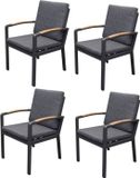 AVH-Collectie Costa Rica dining tuinstoel aluminium antraciet set van 4
