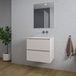 Saniclass Chaci Badkamermeubelset - 60x46x55cm - keramische wastafel wit - 1 wasbak - zonder kraangat - 2 lades - rechthoekige spiegel - mat cotton (beige)