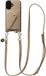 AVY Leren Hoesje geschikt voor Apple iPhone 17 | Met Koord en Magnetische Kaarthouder | Compatibel met MagSafe | Leather Case met 130CM Koord & Wallet | Long Leather | Beige
