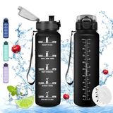 Vikaster Sportdrinkfles, 1000 ml, BPA-vrije drinkfles, fiets, lekvrij, geschikt voor koolzuur, drinkfles sport voor fiets, fitness, school, kinderen, outdoor