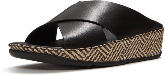 FitFlop Lulu Lux Cross Slide Slippers - Dames - Zwart - Maat 42