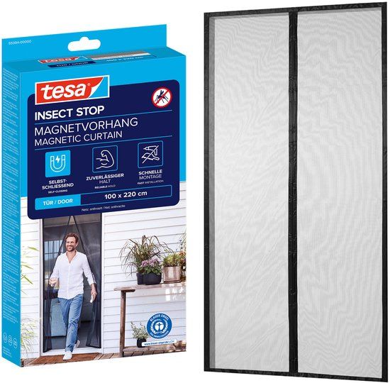 tesa INSECT STOP Magnetic Curtain - Antraciet - 220 x 100 cm - Deur - Polyester