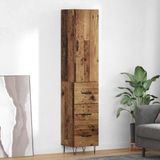 vidaXL Hoge kast, gerecycled hout, 34,5 x 34 x 90 cm, houtvezel