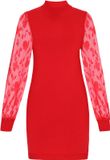 faina Red Floral Print Puff Sleeve Dress