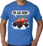Bellatio Decorations Grote maten foute Kerst shirt / t-shirt - Santa op monstertruck / truck - vol gas ouwe blauw voor heren - kerstkleding / kerst outfit XXXL