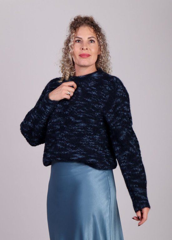 MSCH Copenhagen Alegra Grof Gebreide Trui - Blauw Gemeleerd - Dames