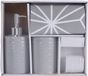 Ensemble de salle de bain - gris - céramique - 3 pièces - pompe à savon/gobelet/rideau de douche
