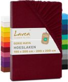 Lavea Jersey hoeslaken, Maya-series, 100% katoen, hoogwaardige afwerking, met elastische band, Bordeaux