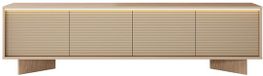 Vente-unique Meuble TV MAYRONA avec 4 portes et LED - Beige et Lumière naturelle