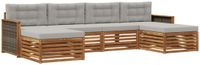 vidaXL - Bank loungeset - 4 zitplekken - Massief Acacia Hout - Natuurlijk en lichtgrijs