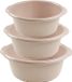 Forte Plastics Voordeelset multifunctionele kunststof ronde teiltjes taupe in 3-formaten - 6-10-15 liter inhoud