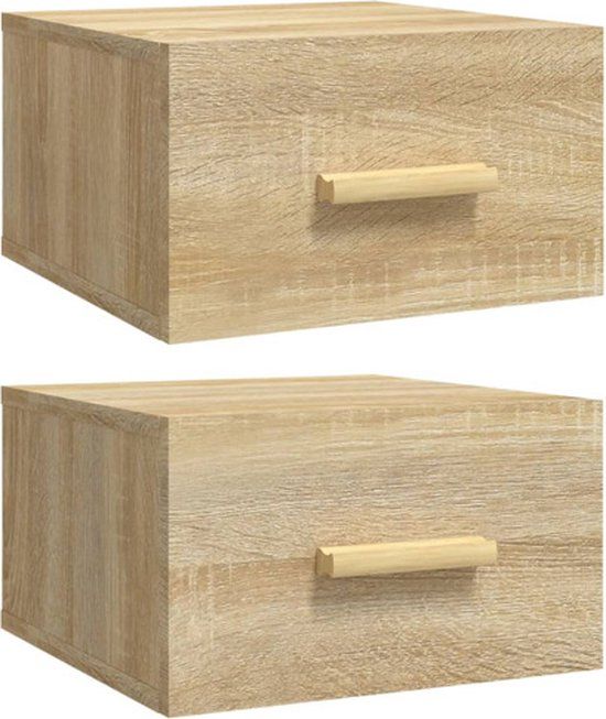 vidaXL Nachtkastjes 2 stuks wandgemonteerd 35x35x20 cm Sonoma eikenkleur