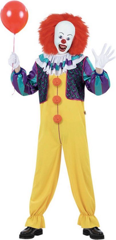 Smiffy's Monster & Griezel Kostuum - Ballon Blije Clown - Mannen - Geel/Paars - Maat M