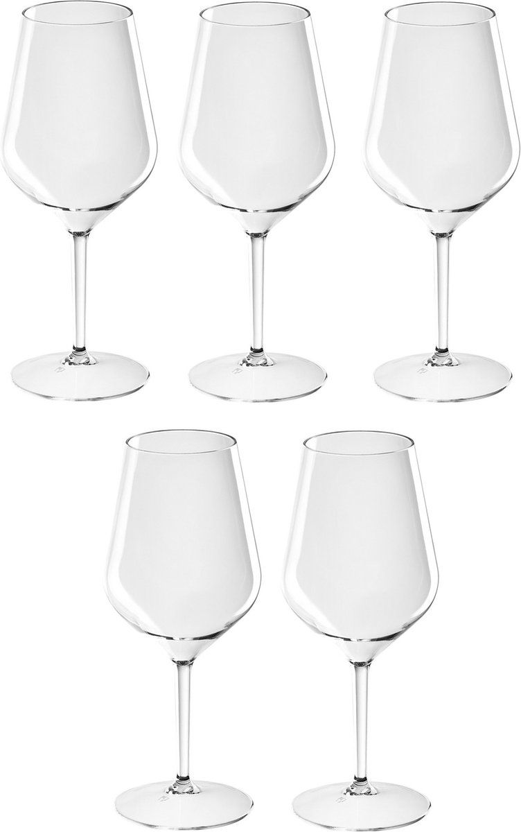 Santex 5x Witte of rode wijn wijnglazen 47 cl/470 ml - Onbreekbaar kunststof