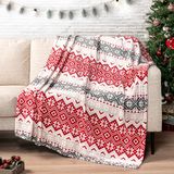 PAVILIA Premium flanellen fleece deken voor bank - wafelstructuur, zachte pluizige sprei, warm, licht, geschikt voor alle seizoenen 127 x 152 cm vakantie - sneeuwvlokken