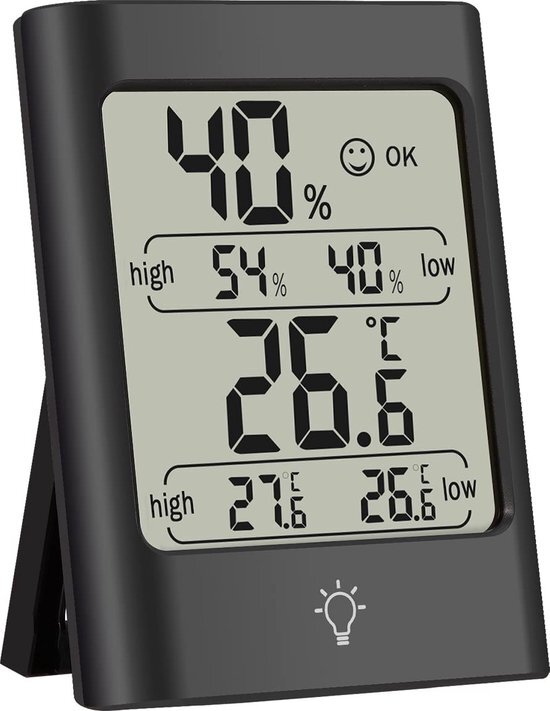 Temparatuurmeter Binnen - Thermometer Binnen - Luchtvochtigheidsmeter - Hygrometer - Weerstation Binnen