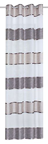 Home fashion Gordijn met ogen - dwarsstrepen - steen - 245 x 140 cm