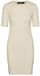 Vero Moda Gold Robe Manches Courtes Col Rond Uni Côte Viscose Livaeco L Blanc