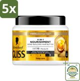 Gliss 5 x Masque capillaire - Beurre capillaire 4-en-1 - Soin réparateur intensif - 400 ml