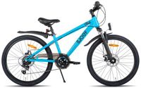 SJOEF Climb Jongensfiets 24 inch - Mountainbike Kind 8-12 Jaar - Fiets 24 inch - 6 Versnellingen - Spatborden - Blauw