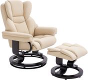 HOMCOM Relaxfauteuil met Hocker, Kunstleer, Cremeweiß