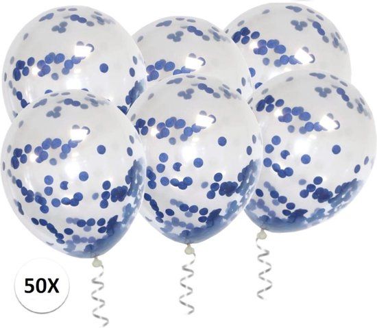 Blauwe Confetti Ballonnen 50 Stuks - Gender Reveal & Babyshower Versiering