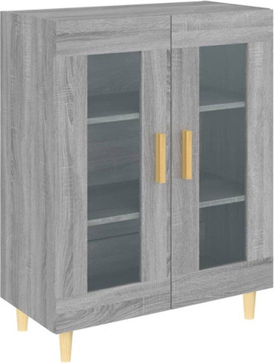 vidaXL Dressoir 69,5x34x90 cm bewerkt hout grijs sonoma eikenkleurig