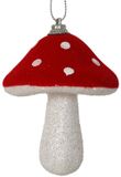 Kaemingk Boule de Noël Champignon rouge blanc 4 pièces 9,5 cm