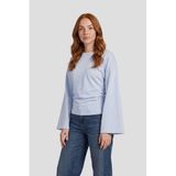 Anytime top lichtblauw met gedrapeerd detail