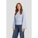 Anytime top lichtblauw met gedrapeerd detail
