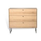 Mavis Commode Deus 3 tiroirs Chêne laqué mat pigment blanc