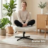 Fauteuil pivotant en velours, lounge réglable en hauteur pour salon, bureau, blanc crème