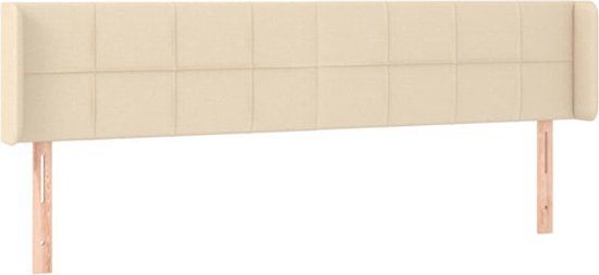 vidaXL Hoofdbord met randen 203x16x78/88 cm stof crèmekleurig