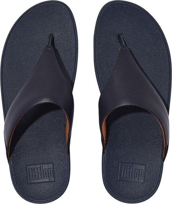 FitFlop Lulu Leather Teenslippers Dames - Donkerblauw - Maat 40