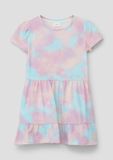 s.Oliver Jurk Lange mouw Ronde hals Katoen Elastaan Tie-dye Ecru Kinderen