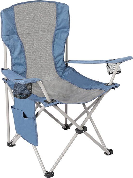 Homecall Opvouwbare campingstoel met zijvak - blauw