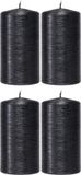 Enlightening Candles Bougie cylindrique/bougie pilier - 4x - noir - 7 x 13 cm - 25 heures de combustion