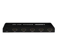 PremiumCord HDMI Switch 4:1 met afstandsbediening en voeding, metalen behuizing, schakelaar met LED-status, Full HD videoresolutie 1080p 60Hz, 3D, HDCP kleur zwart