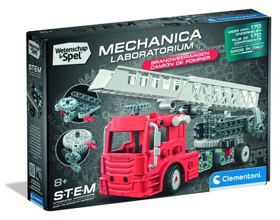 Clementoni Brandweerwagen - Brandweer Auto Bouwpakket met Werkende Ladder - STEM Mechanica Speelgoed - Wetenschap en Spel voor Kinderen vanaf 8 Jaar