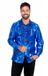 Wilbers & Wilbers Blauwe Ruchesblouse Satijn Foute Disco Maat 52