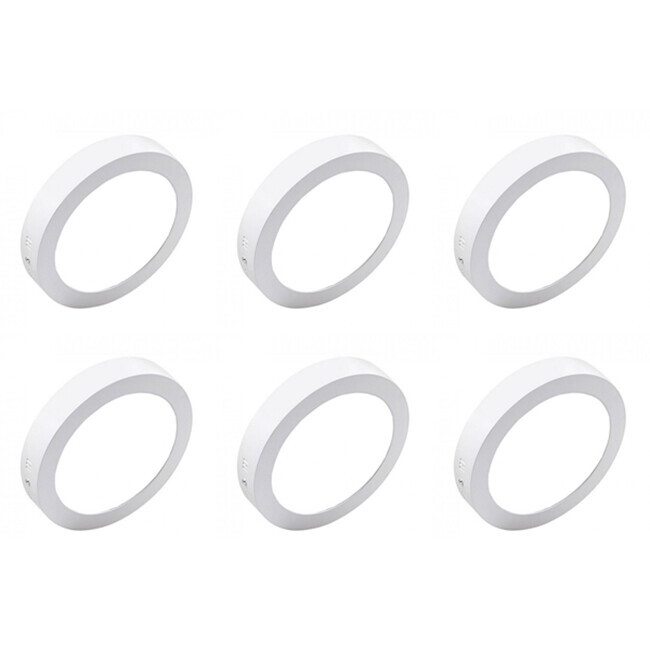 BES LED LED Downlight 6 Pack - Opbouw - 12W - Helder/Koud Wit 6000K - Rond - Mat Wit - Aluminium - Ã˜170mm