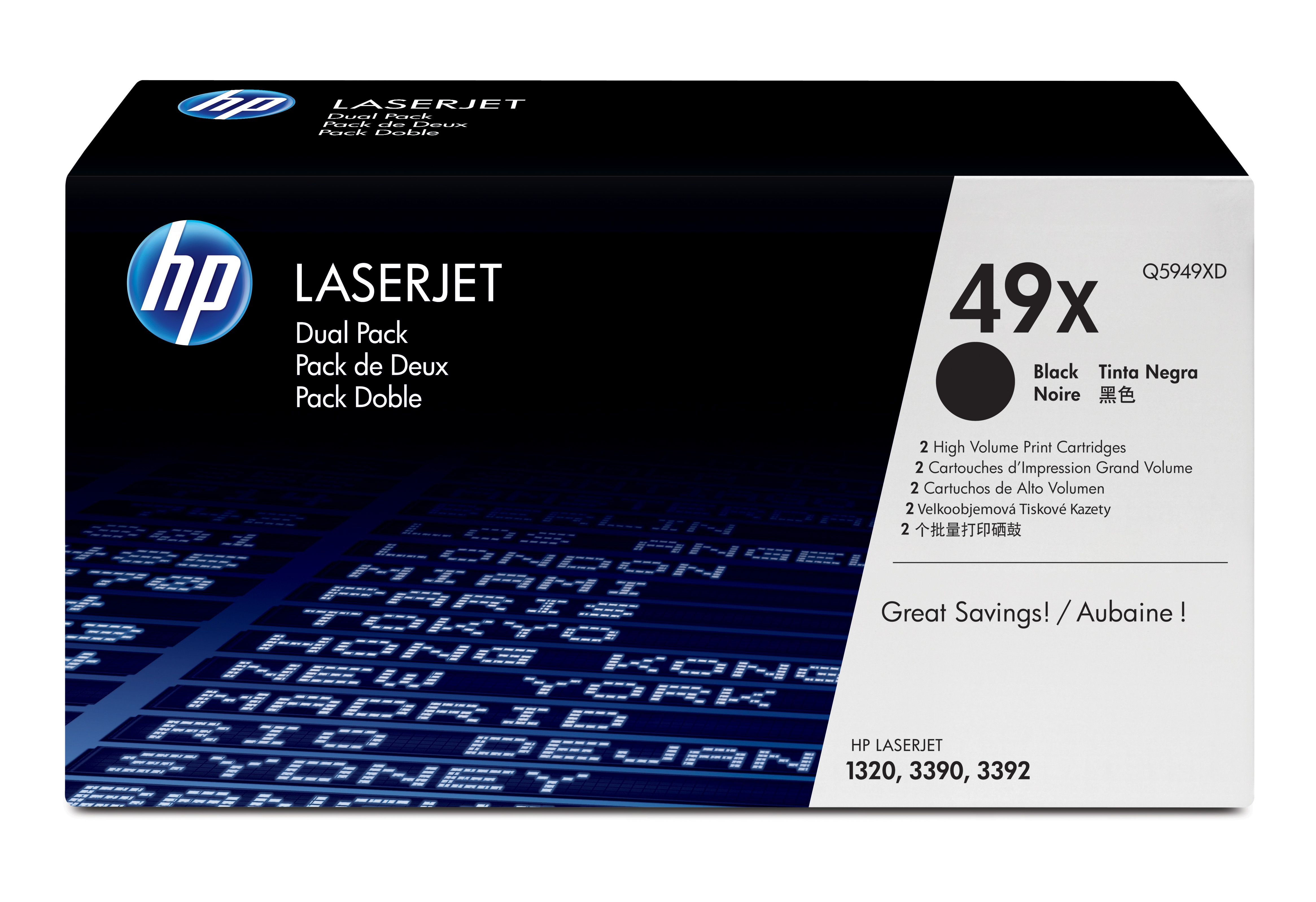 HP 49X Toner Cartridge - Black - 2 Pack