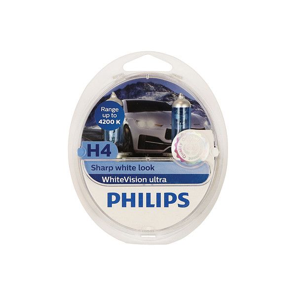 Philips WhiteVision ultra H4 Halogen Headlight Bulbs - Set of 2