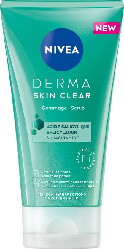 NIVEA DERMA Skin Clear Face Scrub - 150 ml - Anti Acne & Mee-eters