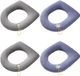 Impatiens Coussin de siège de toilette 4 pièces, housse de lunette de toilette, coussin de siège de toilette, avec poignée, universel, doux et chaud, extensible, lavable, pour lunette de toilette universelle