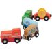 LUPILU® Camion / train de pompiers / train pour enfants / train de marchandises, 5 pièces.