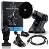 JURNETECH Krachtige draadloze magnetische autolader voor iPhone en Android-telefoons, draadloze snellaadconnectiviteit, 15 W