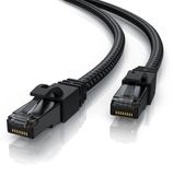 Primewire LAN-kabel CAT 7, 10 Gbit/s, netwerkkabel S/FTP PIMF, afgeschermd, katoenen mantel, vergulde RJ45-connectoren, knikbescherming, halogenvrij, patchkabel, Ethernet, zwart, 2 meter