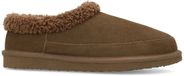 Manfield - Hommes - Pantoufles en daim marron foncé imitation laine - Taille 45